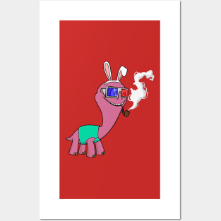 Turtle Rabbit Guy No Smoking Just Got a Pipe Posters and Art